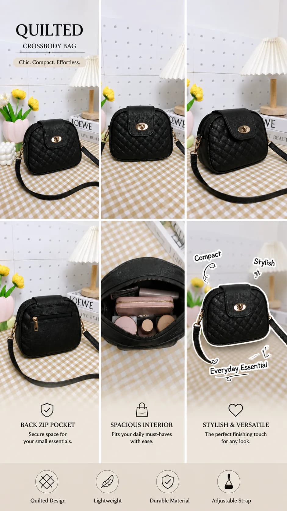 YoYo #B097 Fashion Leather Zipper Sling Bag Cute Bags For Women