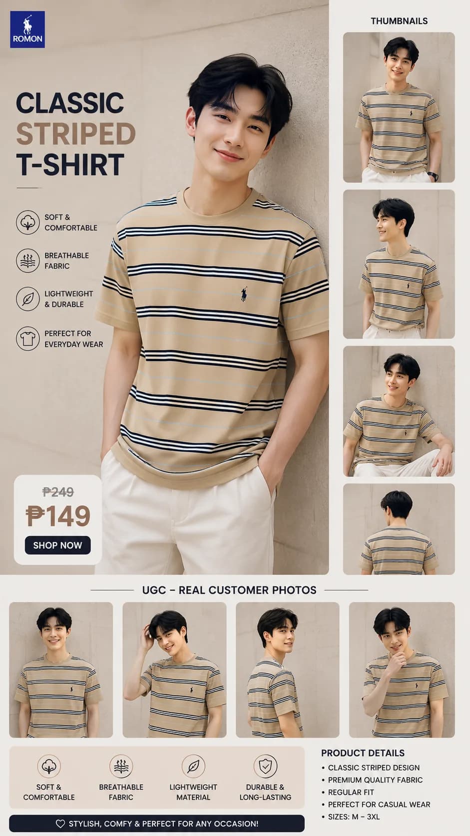 American Style Striped Color Matching Short-Sleeved T-Shirt Men Summer New Style Loose Round Neck Top