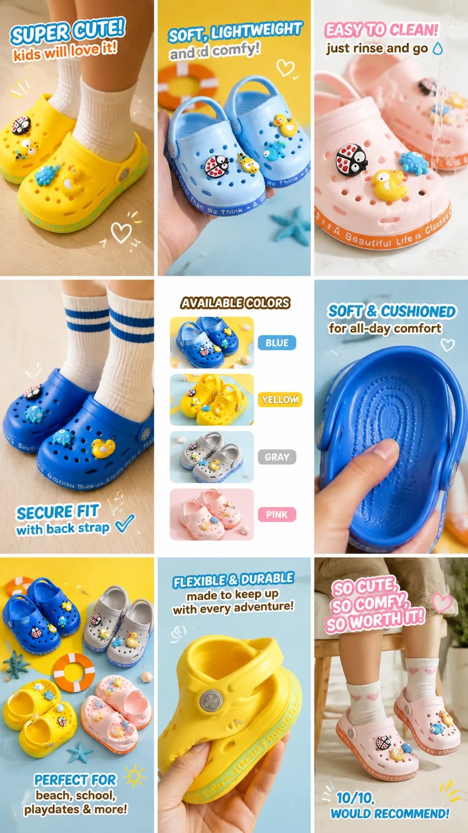Queen mallshop Thai Shop Children's Cartoon Sandals Shoes Non-Slip