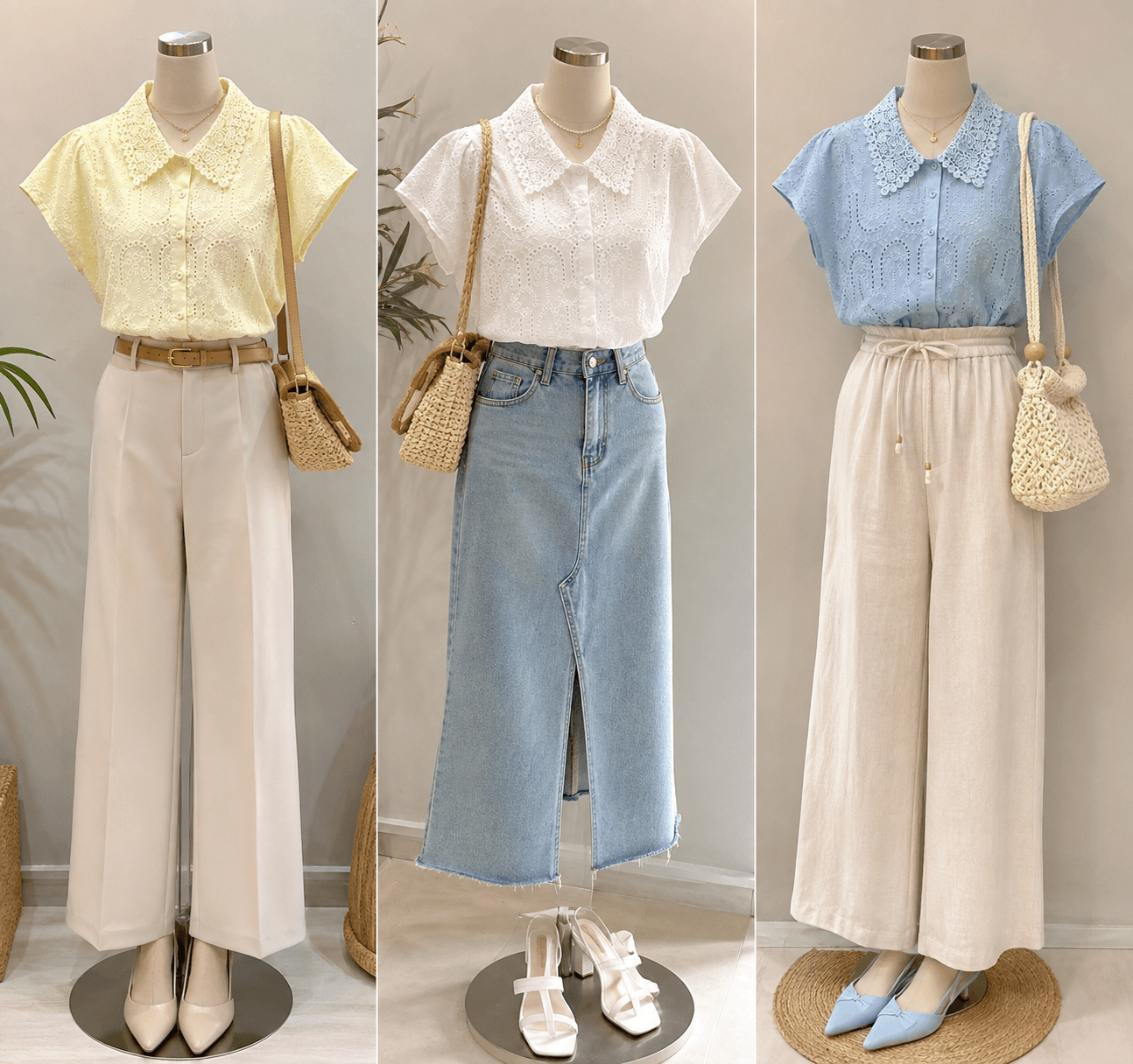 Pastel Lace Short Sleeve Blouse