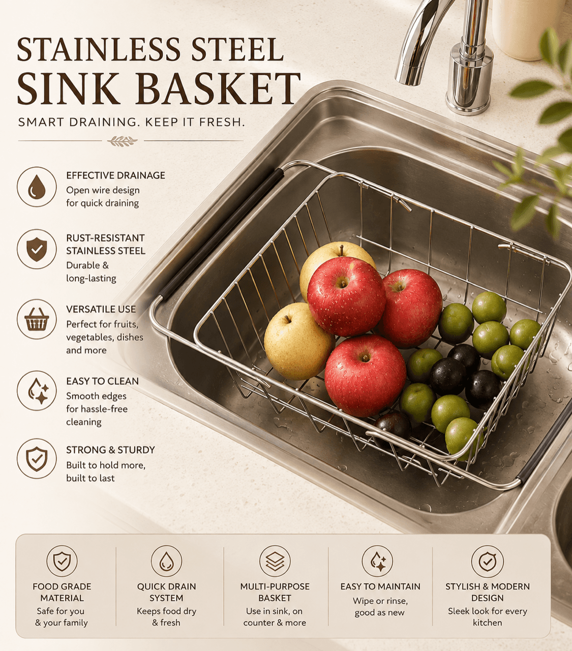 Stainless Steel Sink Basket
