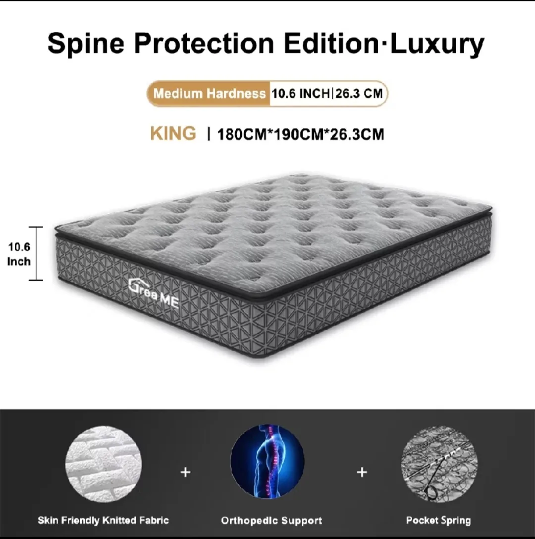 🛏️✨ Upgrade your sleep with comfort and support! ✨🛏️ Enjoy a luxurious night’s rest with the DREAME 10.6-Inch Gel Memory Foam Mattress 💙 Designed with skin-friendly knitted fabric, orthopedic support, and pocket springs for a cozy and supportive sleep experience. 😴 Perfect for a more comfortable and refreshing morning! 🌙✨ 🛒 Check it out now before the deal is gone!