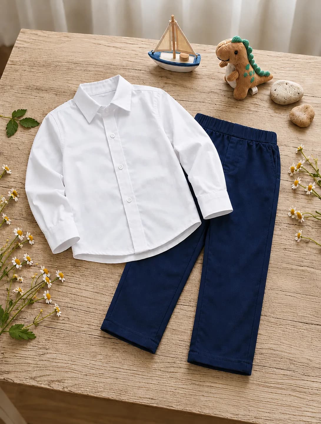 Kids White Polo Long Sleeves School Uniform Shirt Unisex Cotton Polyester 4-12 Years